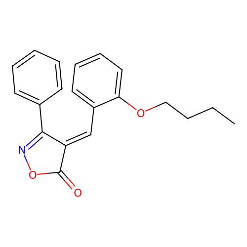 (E)-4-(2-butoxybenzylidene)-3-phenylisoxazol-5(4H)-one structure