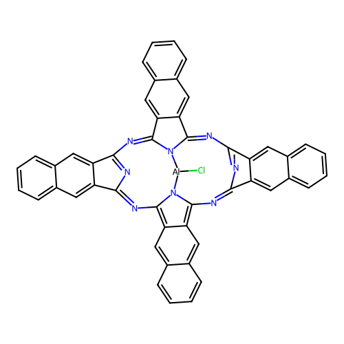 Aluminum 2,3-naphthalocyanine chloride structure