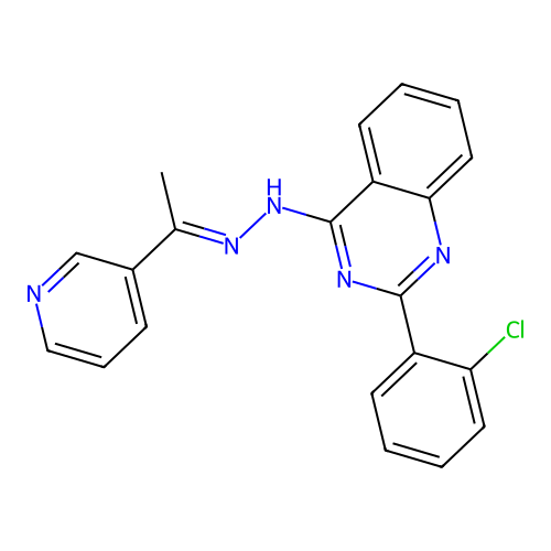 2-(2-chlorophenyl)-4-{(2E)-2-[1-(pyridin-3-yl)ethylidene]hydrazinyl}quinazoline structure