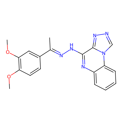 4-{(2E)-2-[1-(3,4-dimethoxyphenyl)ethylidene]hydrazinyl}[1,2,4]triazolo[4,3-a]quinoxaline structure