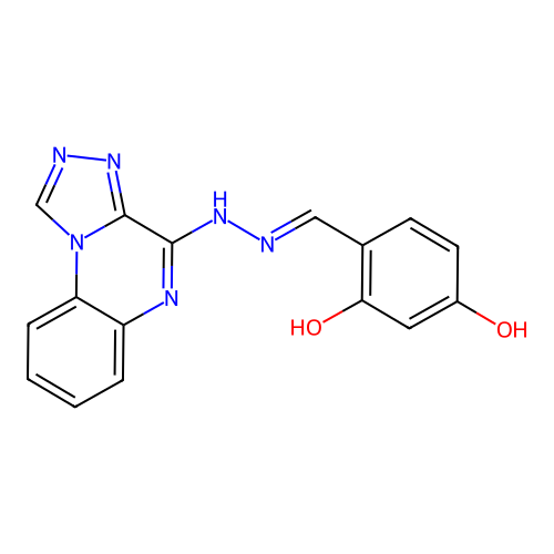 4-((2-([1,2,4]Triazolo[4,3-a]quinoxalin-4-yl)hydrazono)methyl)benzene-1,3-diol structure
