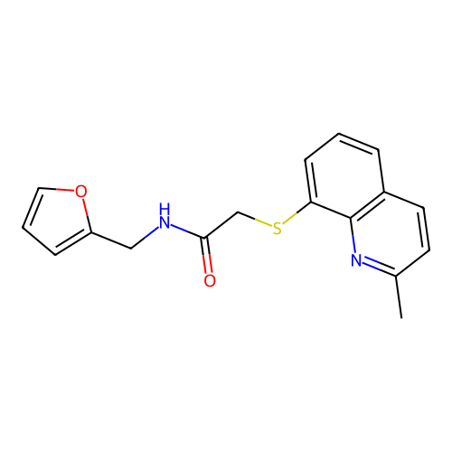 N-Furan-2-ylmethyl-2-(2-methyl-quinolin-8-ylsulfanyl)-acetamide structure