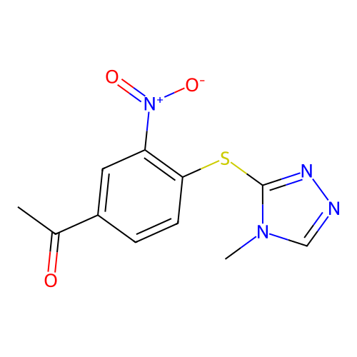 1-{4-[(4-methyl-4H-1,2,4-triazol-3-yl)sulfanyl]-3-nitrophenyl}ethanone structure