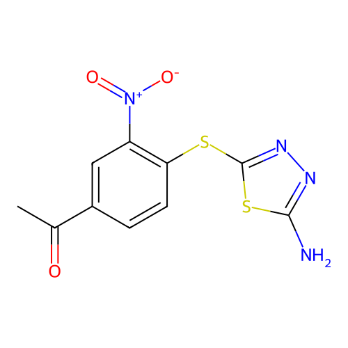 1-{4-[(5-Amino-1,3,4-thiadiazol-2-yl)sulfanyl]-3-nitrophenyl}ethanone structure