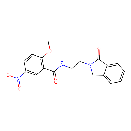 2-methoxy-5-nitro-N-[2-(1-oxo-1,3-dihydro-2H-isoindol-2-yl)ethyl]benzamide structure