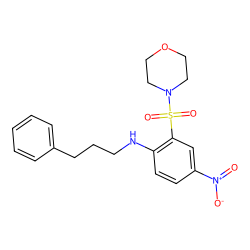 2-(morpholin-4-ylsulfonyl)-4-nitro-N-(3-phenylpropyl)aniline structure