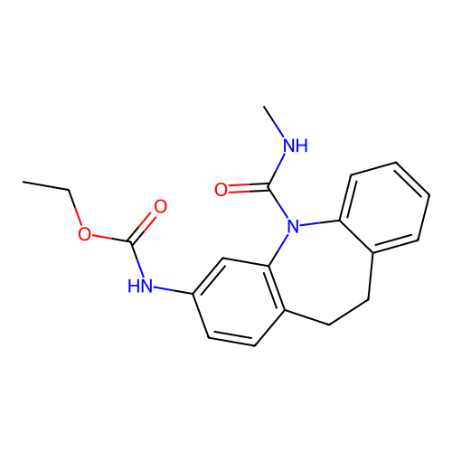 [3-(ethoxycarbonylamino)(10H,11H-dibenzo[b,f]azepin-5-yl)]-N-methylcarboxamide structure