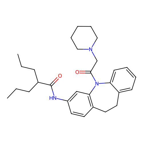 N-[11-(2-piperidin-1-ylacetyl)-5,6-dihydrobenzo[b][1]benzazepin-2-yl]-2-propylpentanamide structure