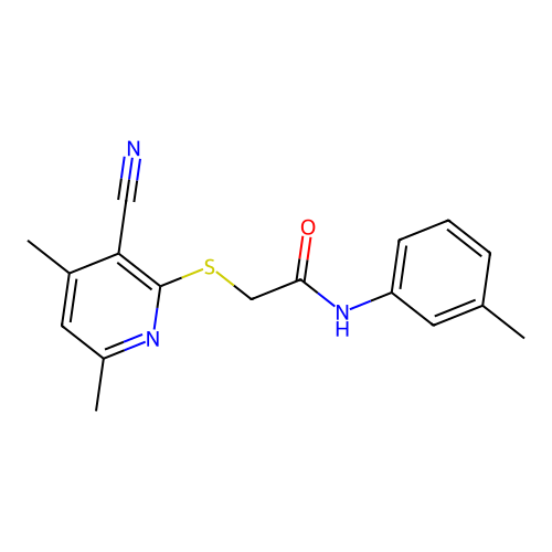 2-[(3-cyano-4,6-dimethylpyridin-2-yl)sulfanyl]-N-(3-methylphenyl)acetamide structure