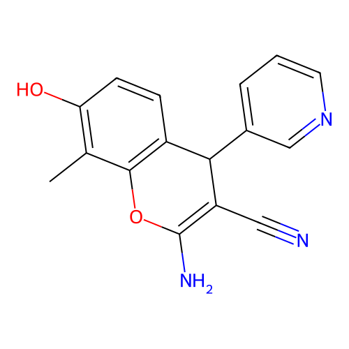 2-amino-7-hydroxy-8-methyl-4-(pyridin-3-yl)-4H-chromene-3-carbonitrile structure