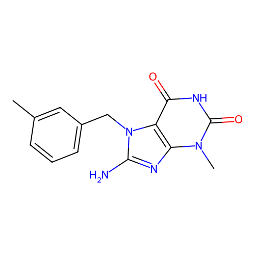8-amino-6-hydroxy-3-methyl-7-(3-methylbenzyl)-3,7-dihydro-2H-purin-2-one structure