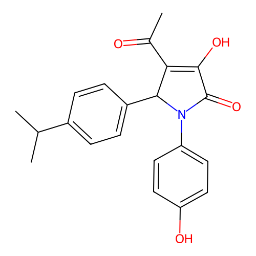 3-acetyl-4-hydroxy-1-(4-hydroxyphenyl)-2-(4-propan-2-ylphenyl)-2H-pyrrol-5-one structure