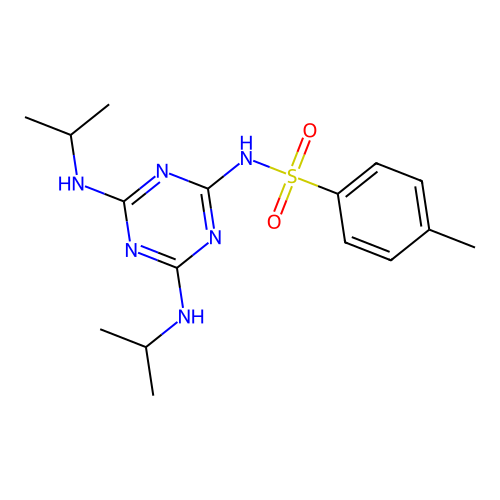 N-[4,6-bis(propan-2-ylamino)-1,3,5-triazin-2-yl]-4-methylbenzenesulfonamide structure