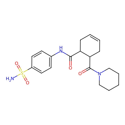 6-(piperidin-1-ylcarbonyl)-N-(4-sulfamoylphenyl)cyclohex-3-ene-1-carboxamide structure
