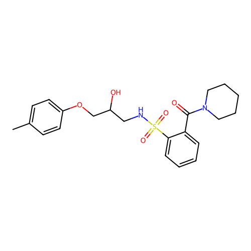 N-(2-Hydroxy-3-p-tolyloxy-propyl)-2-(piperidine-1-carbonyl)-benzenesulfonamide structure