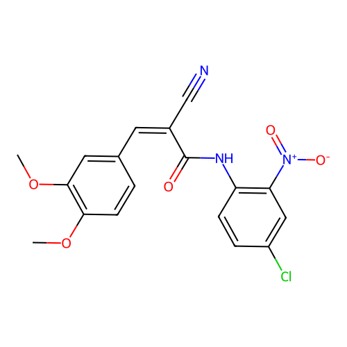 (Z)-N-(4-chloro-2-nitrophenyl)-2-cyano-3-(3,4-dimethoxyphenyl)acrylamide structure