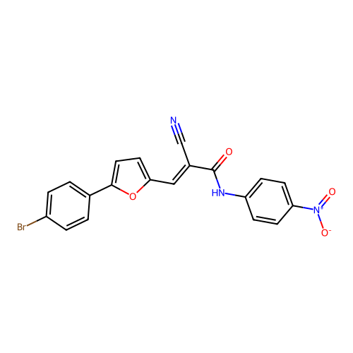 (2E)-3-[5-(4-bromophenyl)furan-2-yl]-2-cyano-N-(4-nitrophenyl)prop-2-enamide structure