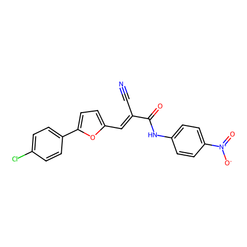 (2E)-3-[5-(4-chlorophenyl)furan-2-yl]-2-cyano-N-(4-nitrophenyl)prop-2-enamide structure