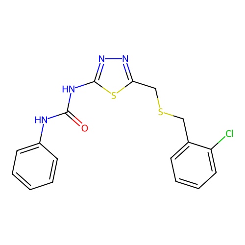 1-(5-{[(2-Chlorobenzyl)sulfanyl]methyl}-1,3,4-thiadiazol-2-yl)-3-phenylurea structure