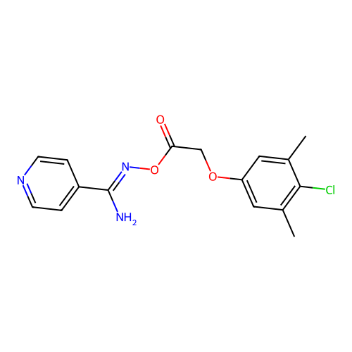 [[Amino(pyridin-4-yl)methylidene]amino] 2-(4-chloro-3,5-dimethylphenoxy)acetate structure
