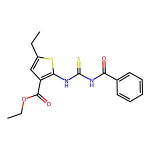 Ethyl 2-(benzoylcarbamothioylamino)-5-ethylthiophene-3-carboxylate structure