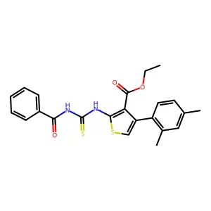 Ethyl 2-(3-benzoylthioureido)-4-(2,4-dimethylphenyl)thiophene-3-carboxylate structure