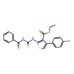 Ethyl 2-(3-benzoylthioureido)-4-(4-bromophenyl)thiophene-3-carboxylate structure
