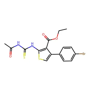 Ethyl 2-(acetylcarbamothioylamino)-4-(4-bromophenyl)thiophene-3-carboxylate structure