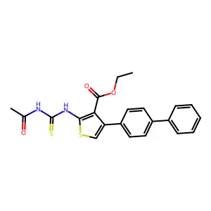 Ethyl 2-(acetylcarbamothioylamino)-4-(4-phenylphenyl)thiophene-3-carboxylate structure