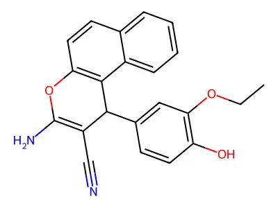 3-amino-1-(3-ethoxy-4-hydroxyphenyl)-1H-benzo[f]chromene-2-carbonitrile structure