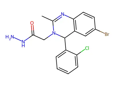 2-[6-bromo-4-(2-chlorophenyl)-2-methyl-4H-quinazolin-3-yl]acetohydrazide structure