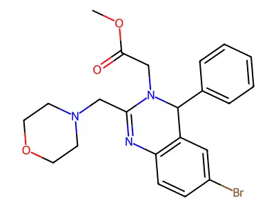 methyl [6-bromo-2-(morpholin-4-ylmethyl)-4-phenylquinazolin-3(4H)-yl]acetate structure