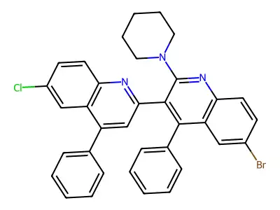 6'-Bromo-6-chloro-2'-(1-piperidinyl)-2,3'-bis[4-phenylquinoline] structure