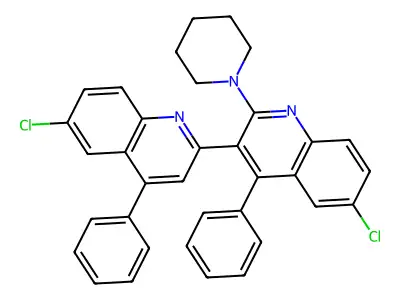 6-Chloro-3-(6-chloro-4-phenylquinolin-2-yl)-4-phenyl-2-piperidin-1-ylquinoline structure