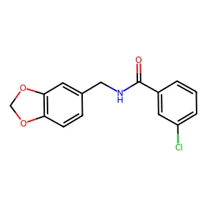 N-(1,3-benzodioxol-5-ylmethyl)-3-chlorobenzamide structure