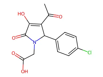 2-[3-acetyl-2-(4-chlorophenyl)-4-hydroxy-5-oxo-2H-pyrrol-1-yl]acetic acid structure
