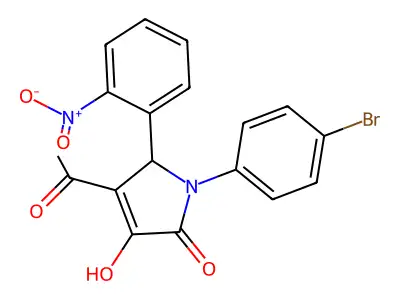 3-acetyl-1-(4-bromophenyl)-4-hydroxy-2-(2-nitrophenyl)-2H-pyrrol-5-one structure