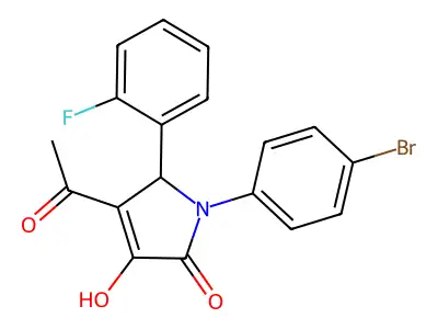 3-acetyl-1-(4-bromophenyl)-2-(2-fluorophenyl)-4-hydroxy-2H-pyrrol-5-one structure