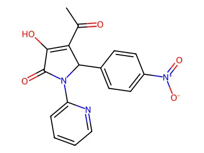 3-acetyl-4-hydroxy-2-(4-nitrophenyl)-1-pyridin-2-yl-2H-pyrrol-5-one structure
