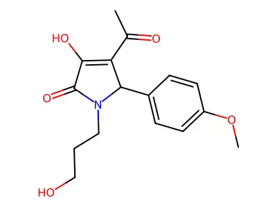 3-acetyl-4-hydroxy-1-(3-hydroxypropyl)-2-(4-methoxyphenyl)-2H-pyrrol-5-one structure