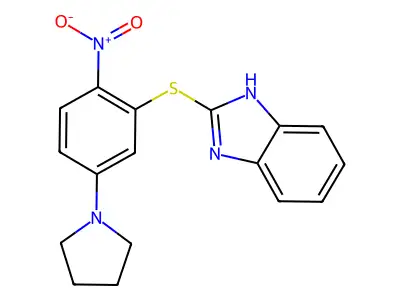 2-(2-nitro-5-pyrrolidin-1-ylphenyl)sulfanyl-1H-benzimidazole structure