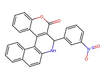 3-(3-nitrophenyl)-3,4-dihydro-2H-benzo[f]chromeno[3,4-c]quinolin-2-one structure