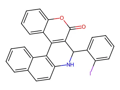 3-(2-iodophenyl)-3,4-dihydro-2H-benzo[f]chromeno[3,4-c]quinolin-2-one structure
