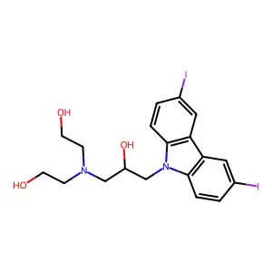 1-[Bis-(2-hydroxyethyl)amino]-3-(3,6-diiodocarbazol-9-yl)-propan-2-ol structure