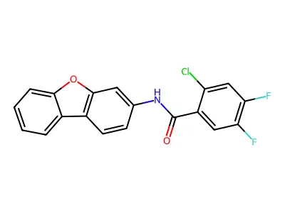 2-chloro-N-dibenzofuran-3-yl-4,5-difluorobenzamide structure