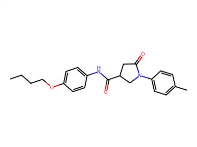 N-(4-butoxyphenyl)-1-(4-methylphenyl)-5-oxopyrrolidine-3-carboxamide structure