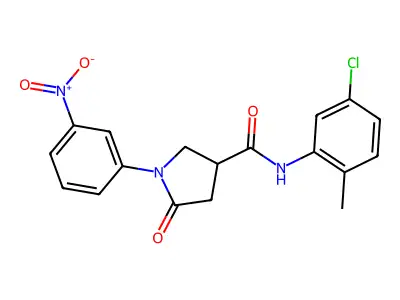 N-(5-chloro-2-methylphenyl)-1-(3-nitrophenyl)-5-oxopyrrolidine-3-carboxamide structure