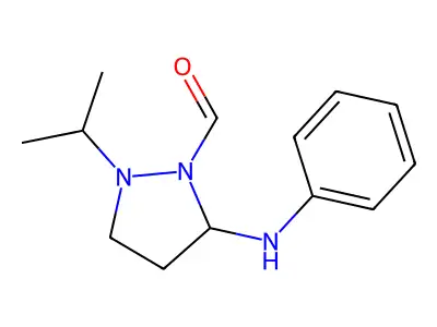 1-Pyrazolidinecarboxaldehyde, 2-(1-methylethyl)-5-(phenylamino)- structure