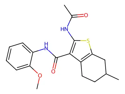 2-(acetylamino)-N-(2-methoxyphenyl)-6-methyl-4,5,6,7-tetrahydro-1-benzothiophene-3-carboxamide structure