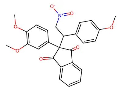 2-(3,4-Dimethoxyphenyl)-2-[1-(4-methoxyphenyl)-2-nitroethyl]indene-1,3-dione structure